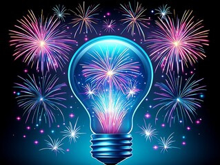 Fireworks Exploding Inside Lightbulb