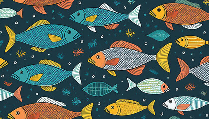 pattern with fishes and fish