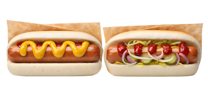 Two Different Styles of Swedish Hot Dog Wrapped in Flatbread, Savory and Hearty Snack, PNG Transparent