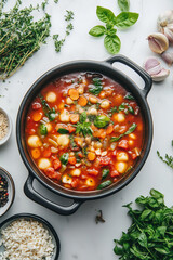 Hearty gnocchi soup with fresh basil.