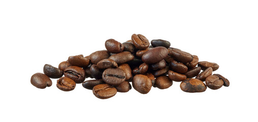 pile of coffee beans isolated on white or transparent png