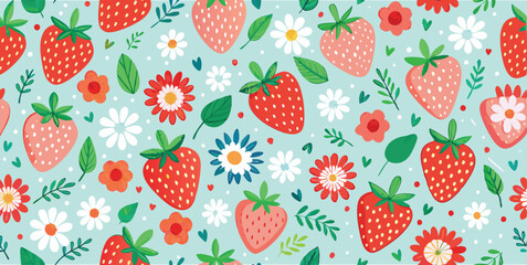 seamless strawberry pattern, fruit wallpaper design