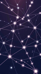 Fototapeta premium Vivid depiction of a digital network with glowing nodes against a dark background. 