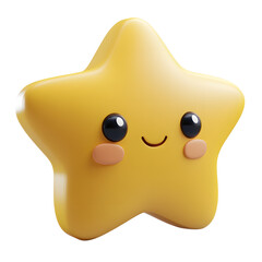 3D cartoon star kawaii comic style isolated on white