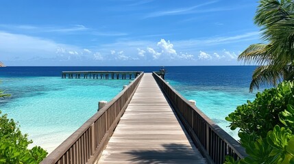 Obraz premium A long wooden pier leading to the open ocean
