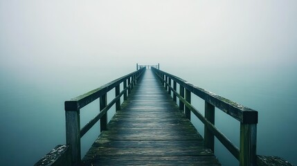 Obraz premium A long wooden pier leading to the open ocean