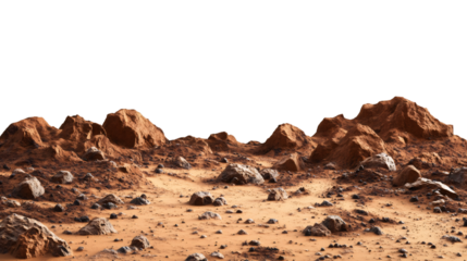 Realistic Martian surface with rocks and craters creating a desolate extraterrestrial environment, perfect for space exploration or sci-fi projects