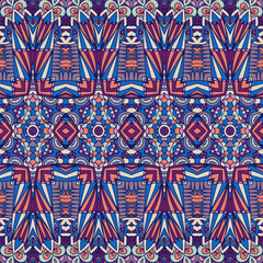 Ethnic tribal brihgt aztec indians ornaments. Aztec geometric seamless pattern vestor. Gypsy folk art textile print