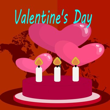 Valentine's Day CELEBRATION 14th February with beautiful images and use dil , the red color on the world map