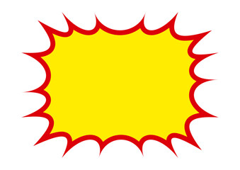ギザギザ　吹き出し　爆発　赤縁　黄色　単体