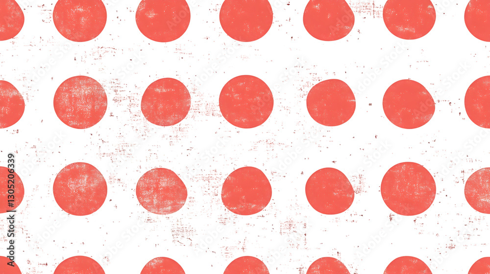 Poster Vintage-inspired red grunge polka dots repeating across transparent surface, creating textured retro graphic element