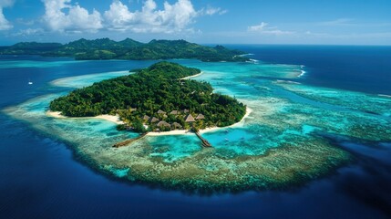 Fototapeta premium A scenic aerial view of a tropical island paradise