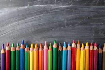 Colorful Pencils on Blackboard