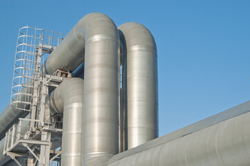 pipeline line close up against blue sky