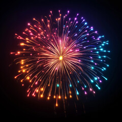 Fototapeta premium Vibrant fireworks explode in a mesmerizing display of color against the night sky.