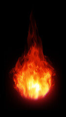 Effect fire ball flames on a black background