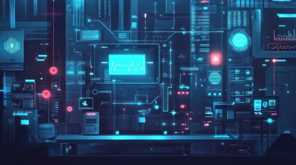 Futuristic technology interface, digital dashboard, control panel, data visualization, in a modern setting