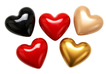 Colorful Shiny Hearts on a Black Background, Perfect for Valentine's Day, Love Themes, and Decorative Concepts