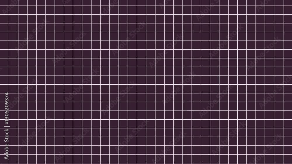 Poster Dark purple grid pattern with white lines seamless background animation. Minimalist and modern geometric design animated flat 2D backdrop horizontal 4K video texture abstract continuous