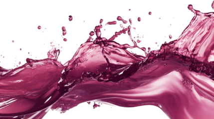 Bright pink liquid forming dynamic splashes and waves, highlighting fluid movement with vivid color transparency