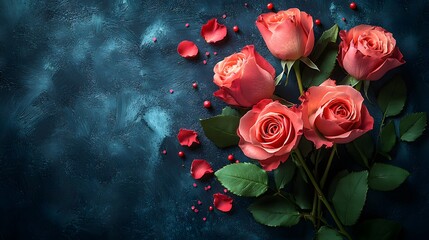 Charming Flatlay Arrangement of Vibrant Pink Roses Emphasizing Love and Gratitude for Mother's Day Celebration