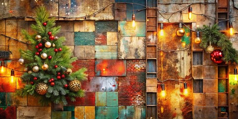 Dimensional Patchwork Holiday Background for Product Display: Urban Exploration Theme