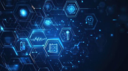 Medical icons network, futuristic healthcare, technology background, for website design or presentation