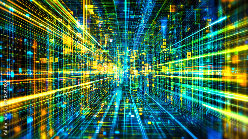 Poster dynamic data flow visualization digital realm graphic design futuristic environment abstract viewpoi