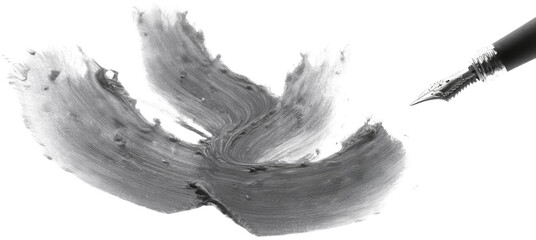 Monochrome Ink Blot Abstract Art Fountain Pen Stroke Texture Design