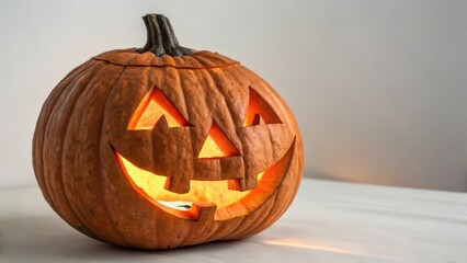 Carved Pumpkin on White Background