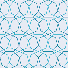 Naklejka premium Geometric pentagon overlap seamless pattern design. Geometric pentagon vector for wallpaper, textile, surface, fashion, background, tile, stationary, home decor and wrapping.