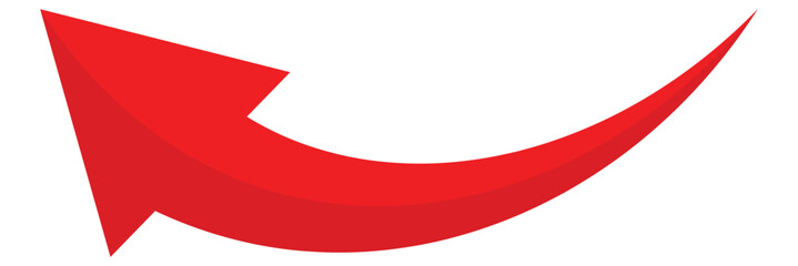 Long arrow icon. Red long 3D arrow vector. Arrow pointing. Vector trendy long arrow in flat style. Red 3D arrow vector illustration.