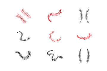 Obraz premium Baseball stitches icon. vector illustrator. black and red stiches icon.