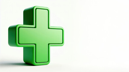 Obraz premium 3D green medical cross symbol on white background