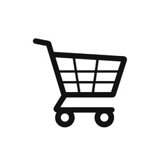 Minimalist shopping cart icon in black