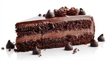 chocolate cake pastre on white backgroung