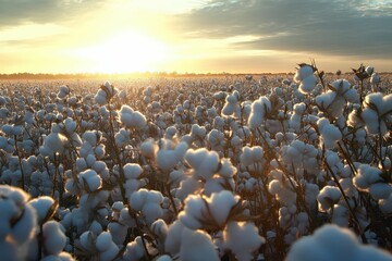 sunset over the cotton field