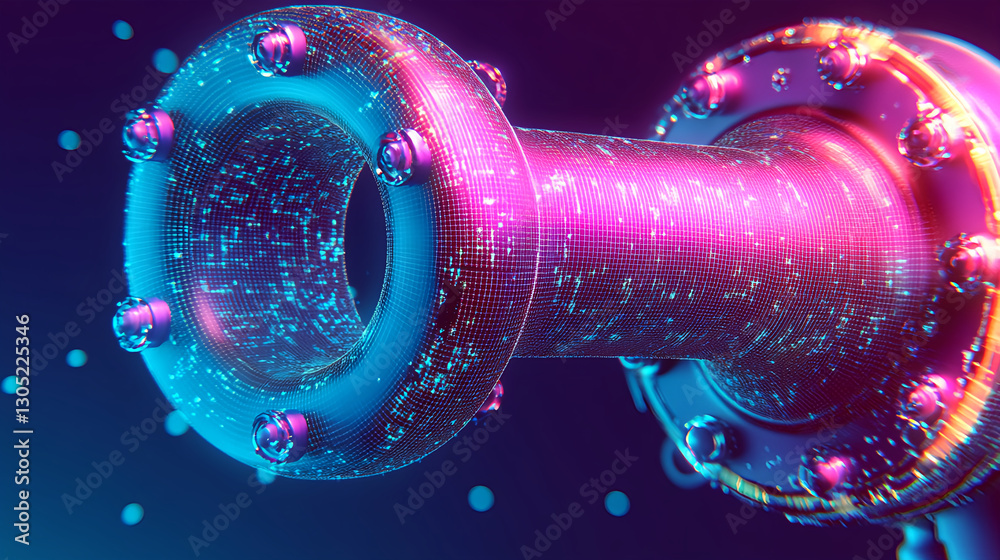 Poster dynamic digital technology pipe abstract studio 3d rendering futuristic environment close-up view in