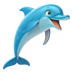 Obraz premium Happy Cartoon Dolphin Leaping 3D Render Aquatic Mammal Ocean Animal Marine Life Illustration