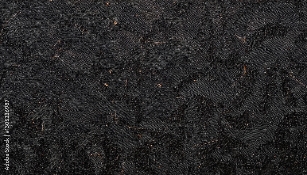 Poster dark textured organic fiberboard background with golden brown plant particles and intricate linear patterns for design


