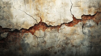 Obraz premium Close Up Weathered Cracked Wall Texture with Rusty Patina