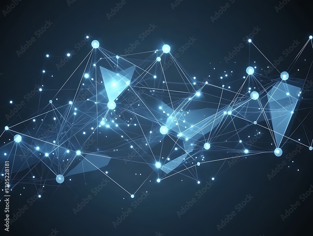 Poster abstract polygonal network background with connected dots and lines