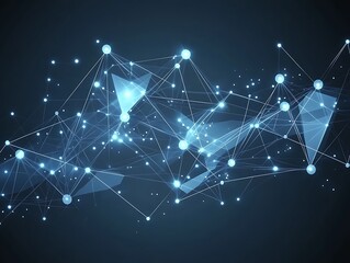 Obraz premium Abstract Polygonal Network Background with Connected Dots and Lines