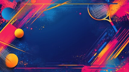 Bright and Colorful Background Featuring Tennis Elements in an Energetic Design