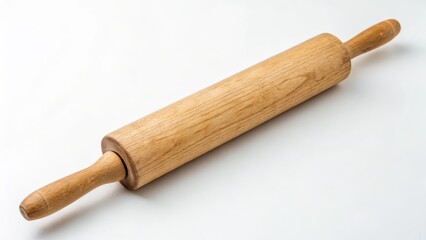 Wooden Rolling Pin on White Background