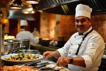 A chef in a hotel restaurant is a chef who prepares or serves meals in the kitchen.