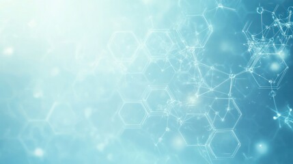 Abstract scientific background, molecule structure, light blue tones, possible use in medical or tech presentations