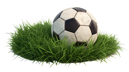 Obraz premium soccer ball on grass cutout isolated on white background