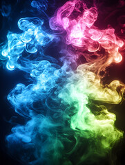 Colorful smoke swirls in dark studio (2)