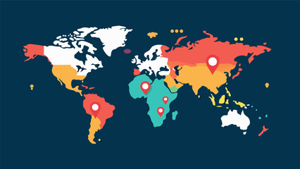 Utilizing topic modeling to explore common themes in literature from different geographical regions.. Vector illustration
